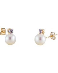 Splendid - 14k 0.10 Ct. Tw. Tanzanite & 7-7.5mm Freshwater Pearl Drop Earrings - Lyst