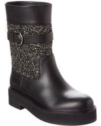 Ferragamo - Ean Leather & Glitter Boot - Lyst