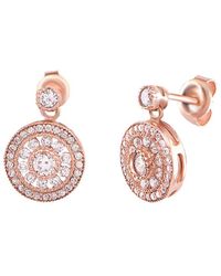Gabi Rielle Rose Gold Vermeil Cz Round Drop Cluster Earrings - Pink