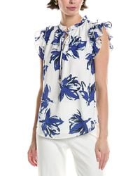 Anne Klein - Ruffle Tie Neck Top - Lyst
