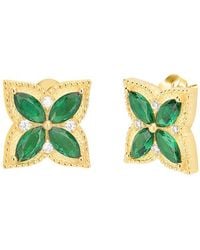 Gabi Rielle - Shining Moment 14k Over Silver Cz Mossy Clover Studs - Lyst