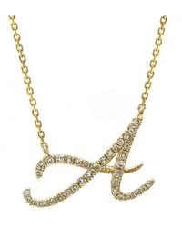 Jane Basch - 14k 0.16 Ct. Tw. Diamond Script Initial Necklace (a-z) - Lyst