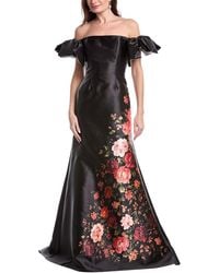 Rene Ruiz - Off-The-Shoulder Printed Crepe Gown - Lyst