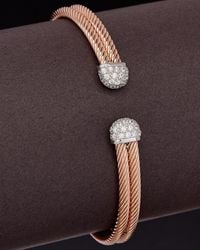 Italian Gold Over Silver - Meshmerise 18k Over Silver 0.3 Ct. Tw. Diamond Cuff Bangle - Lyst