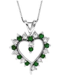 LEVARON - 14K 0.88 Ct. Tw. Diamond & Emerald Heart Pendant - Lyst