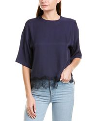 Vince Lace-trim T-shirt - Blue