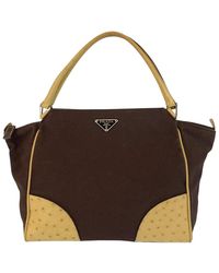 Prada - Canvas Triangle Logo Tote (Authentic Pre-Loved) - Lyst