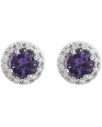 Gemstones - 14K Diamond .14 Ct. & .64 Ct. Amethyst Studs - Lyst