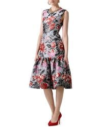 Carolina Herrera - Crewneck Linen-Blend Midi Dress - Lyst