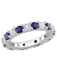 Rina Limor - Silver 3.50 Ct. Tw. Lab-grown Created Blue Sapphire, Created White Sapphire Eternity Ring - Lyst