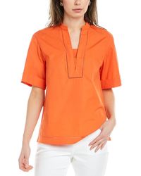 Lafayette 148 New York Petite Etta Shirt - Orange