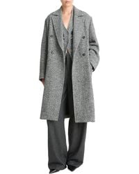 Vince - Herringbone Double-Breasted Wool & Silk-Blend Coat - Lyst