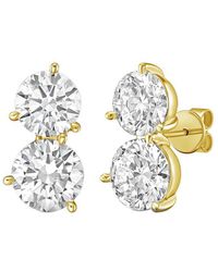 Diana M. Jewels - Diana M. 14K 4.00 Ct. Tw. Lab-Grown Diamond Two-Stone Earrings - Lyst