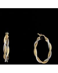 Italian Gold - 18K Italian Two-Tone Twisted Hoops - Lyst