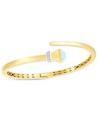 Italian Gold - 14K Two-Tone 0.05 Ct. Tw. Diamond & Bangle Bracelet - Lyst