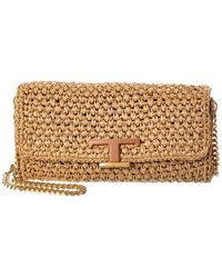 Tod's - Crochet Raffia & Leather Continental Wallet On Chain - Lyst
