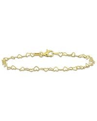 Italian Silver - Heart Link Bracelet - Lyst
