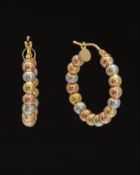 Italian Gold - 14k Italian Tri-tone Gold Beaded Hoops - Lyst