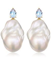 Kai Fine Jewelry - 14K 0.70 Ct. Tw. Moonstone & 16-17Mm Pearl Drop Earrings - Lyst