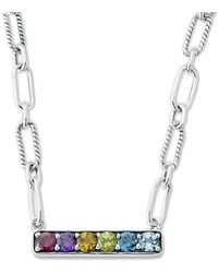 Samuel B. - Silver 1.75 Ct. Tw. Gemstone Bar Paperclip Necklace - Lyst