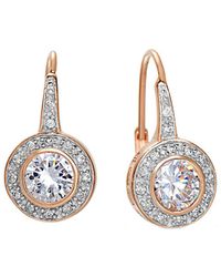 Genevive Jewelry - 14k Rose Gold Vermeil Cz Earrings - Lyst