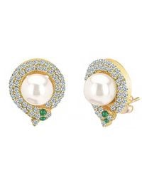 Gabi Rielle - 14k Over Silver Pearl Cz Liliesnake Post Earrings - Lyst