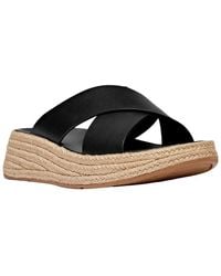Fitflop - F-Mode Espadrille Leather Flatform Cross Slide - Lyst