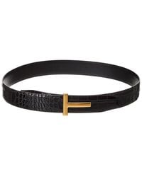 Tom Ford - Logo Croc-Embossed Leather Belt - Lyst