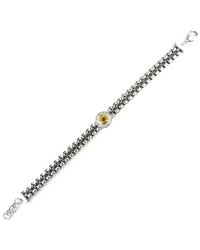 Gemstones - Steel 1.21 Ct. Tw. Diamond & Citrine Charm Bracelet - Lyst