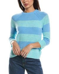 Forte - 3/4-Sleeve Wide Stripe Crewneck Cashmere Sweater - Lyst
