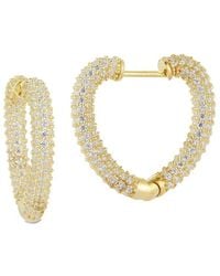 Glaze Jewelry - 14k Over Silver Cz Heart Earrings - Lyst