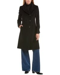 Sofiacashmere - Sofiacashmere Round Collar Wool & Cashmere-Blend Coat - Lyst