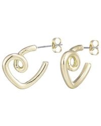Adornia - Plated Crystal Lined Heart Hoop Earrings - Lyst