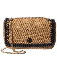 Tory Burch - Emerson Raffia Flap Leather Shoulder Bag - Lyst