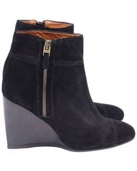 Lanvin - Suede Wedge Bootie (authentic Pre-loved) - Lyst