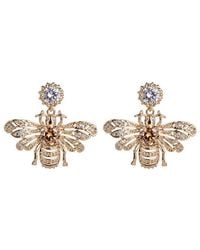 Eye Candy LA - 18k Gold Plated Cz Crystal Bee Dangle Earrings - Lyst