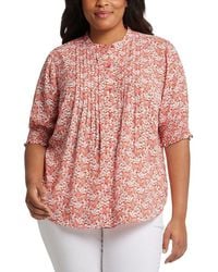 NYDJ - Plus Pleated Peasant Blouse - Lyst