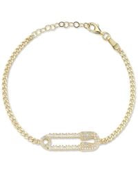 Chloe and Madison - 14k Over Silver Cz Baguette Paperclip With Curb Chain Bracelet - Lyst