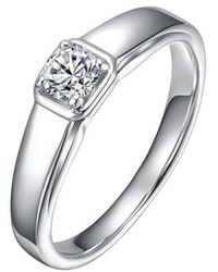 Genevive Jewelry - Rachel Glauber Plated Cz Engagement Ring - Lyst