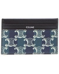 Celine - Medium Striped Triomphe Canvas & Leather Card Holder - Lyst