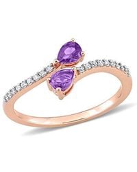 Rina Limor - 10k Rose Gold 0.39 Ct. Tw. Diamond & Amethyst Ring - Lyst