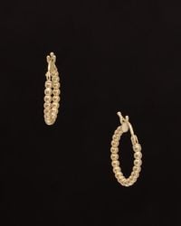 Italian Gold - 14K Beaded Hoops - Lyst