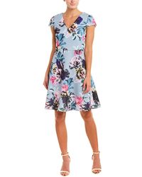 Adrianna Papell Mystic Floral Fit And Flare Dress - Blue