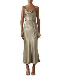 Shona Joy La Lune Asymmetrical Bias Cowl Midi Dress in Blue | Lyst