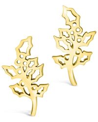Sterling Forever - 14k Over Silver Birth Flower December Holly Studs - Lyst