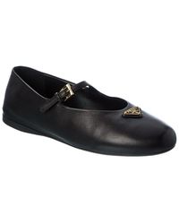 Prada - Leather Ballerina Flat - Lyst