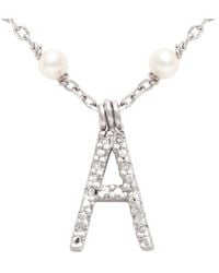 Jane Basch - Silver 0.03 Ct. Tw. Diamond Initial Necklace - Lyst