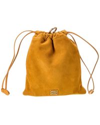 Miu Miu - Logo Suede & Leather Pouch - Lyst