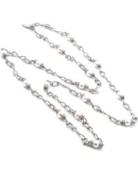 Gemstones - 0.20 Ct. Tw. Diamond & 6-7Mm Pearl Necklace - Lyst