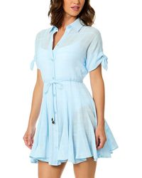 Cece - Short Flare Button Up Dress - Lyst
